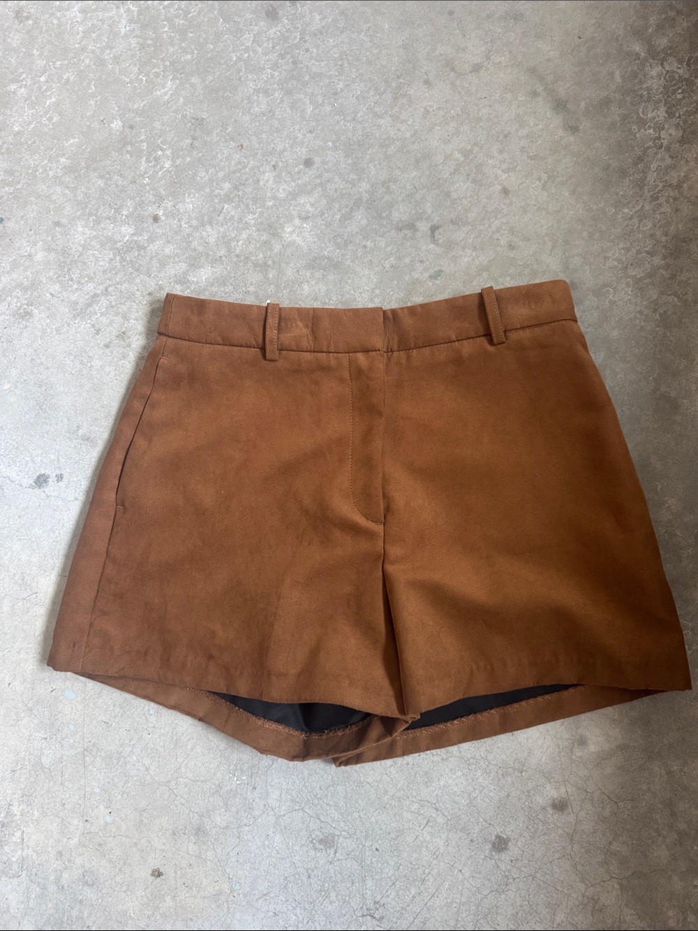 H&M Women's Brown High-Waist Suede-Look Shorts